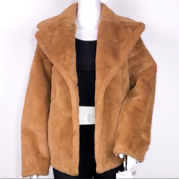 Avec Les Filles Honey Faux Fur Single-Button Jacket SzXS Oversized Notch Lapel - Picture 6 of 16